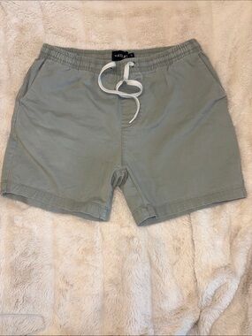 Men's Sage Green Athletic Drawstring Shorts with Elastic Waist